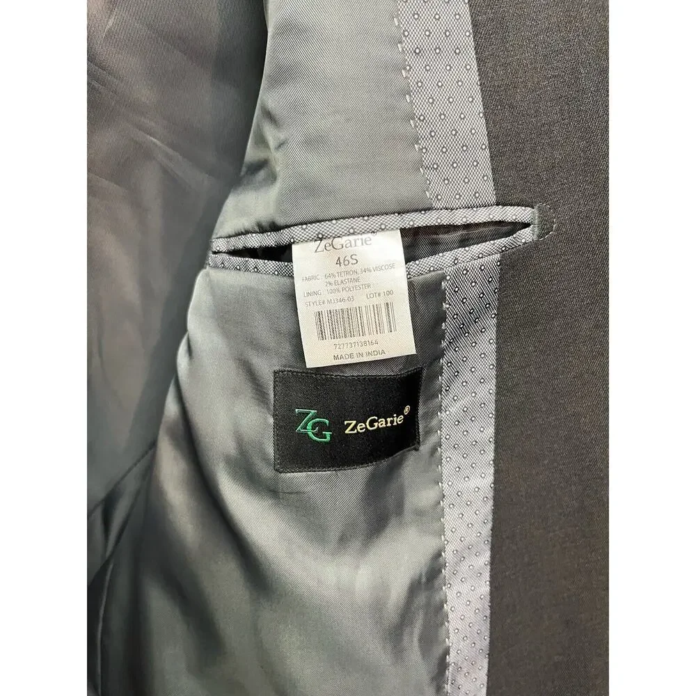 ZG ZeGarie Blazer Mens 42S Short Black 2 Button Dinner Jacket Tetron Classic